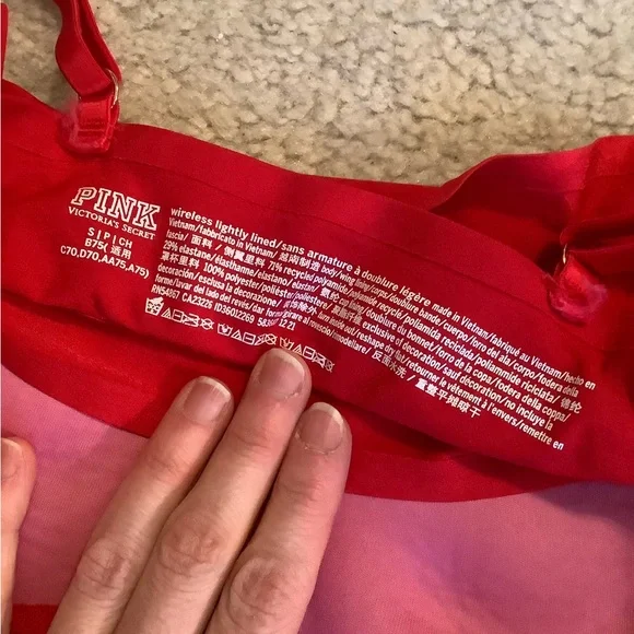 Victoria’s Secret Pink Wireless Lightly Lined Bra Bralette Red Small Sexy Comfy - Picture 11 of 11